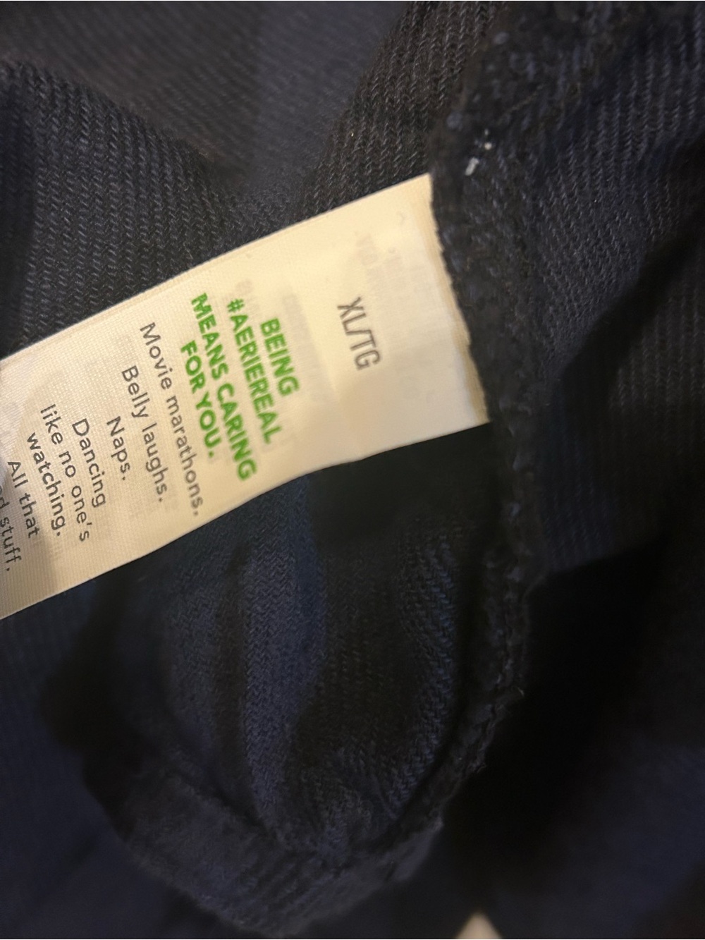 NWOT aerie Navy and Black Oversized Flannel Shirt Sz L. Plaid Button-Down - Picture 10 of 10